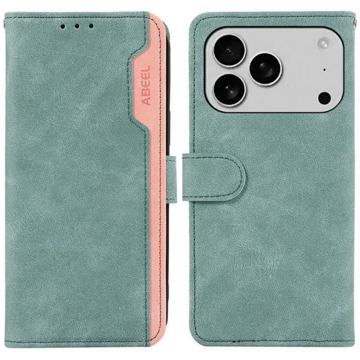 ABEEL - ABEEL iPhone 17 Pro Fodral Splicing Läder RFID Baby Blue