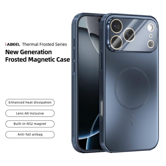 ABEEL - ABEEL iPhone 17 Pro Max Skal Magnetisk TPU PC Kyl Matt Blå