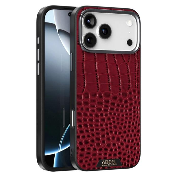 ABEEL - ABEEL iPhone 17 Pro Max Skal MagSafe Krokodil Textur Röd