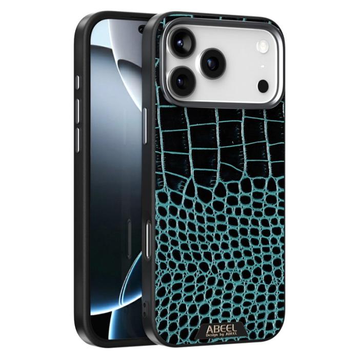 ABEEL - ABEEL iPhone 17 Pro Max Skal MagSafe Krokodiltextur Grön