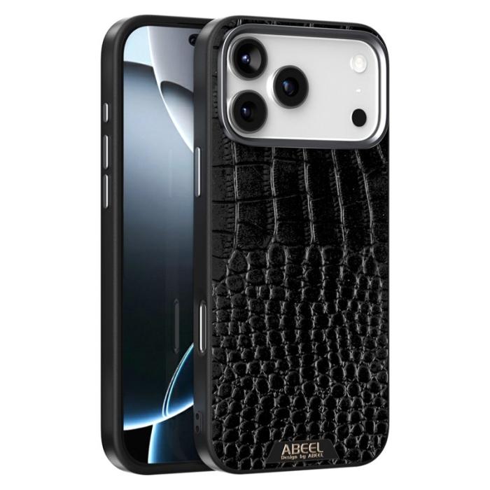 ABEEL - ABEEL iPhone 17 Pro Max Skal MagSafe Krokodiltextur Svart