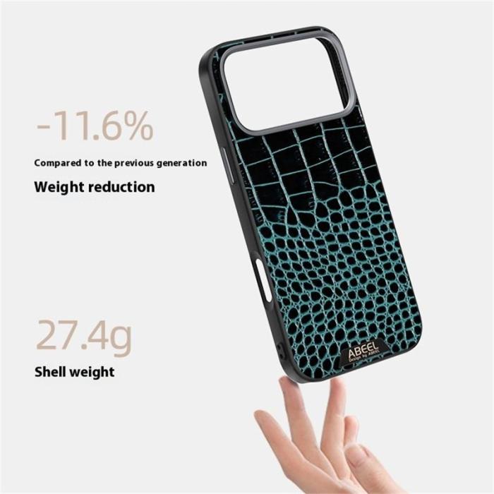 ABEEL - ABEEL iPhone 17 Pro Max Skal MagSafe Krokodiltextur Svart