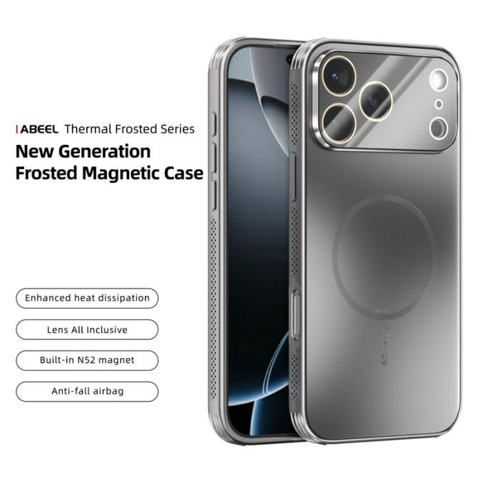 ABEEL - ABEEL iPhone 17 Pro Max Skal TPU PC Kylning Matt Titanium Grey