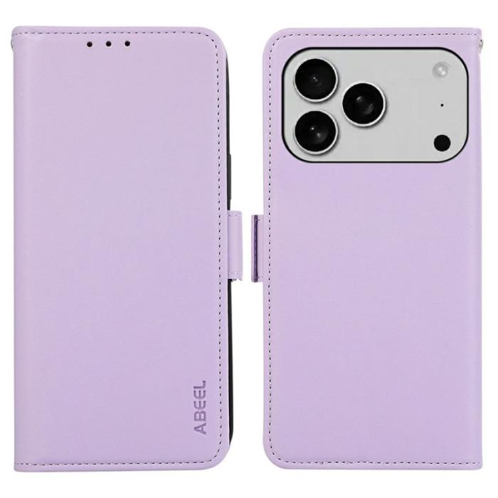 ABEEL - ABEEL iPhone 17 Pro Skal Läder Fodral med RFID Skydd - Lila