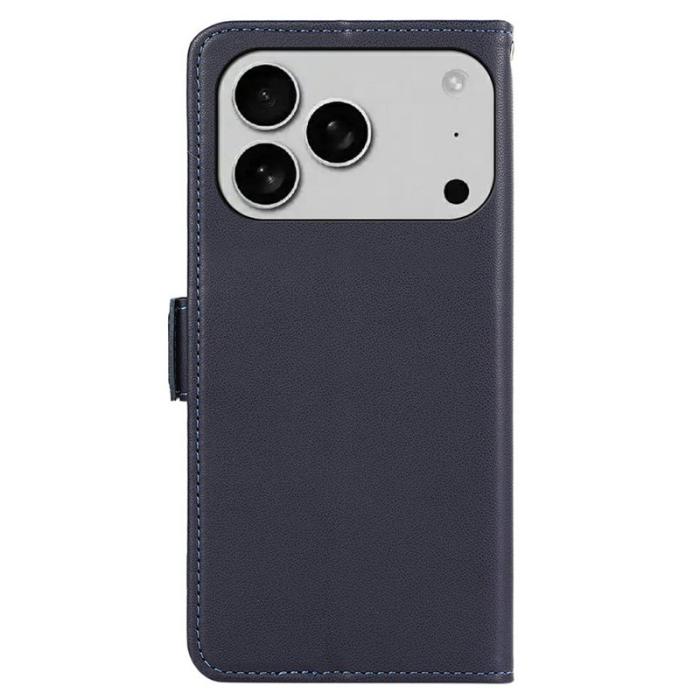 ABEEL - ABEEL iPhone 17 Pro Skal Läderfodral med RFID Skydd - Blå