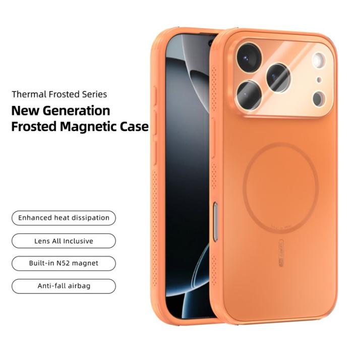 ABEEL - ABEEL iPhone 17 Pro Skal Magnetiskt TPU PC Kylande Matt Orange