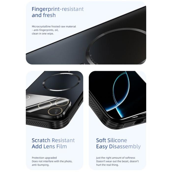 ABEEL - ABEEL iPhone 17 Pro Skal Magnetiskt TPU PC Kylmatte Svart