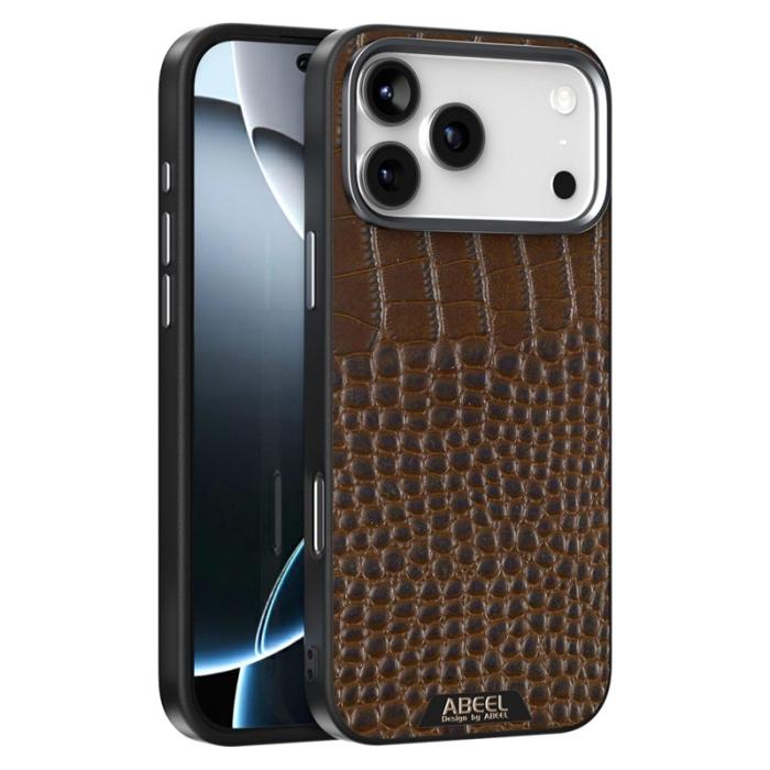 ABEEL - ABEEL iPhone 17 Pro Skal MagSafe Kroko Textur Kaffe
