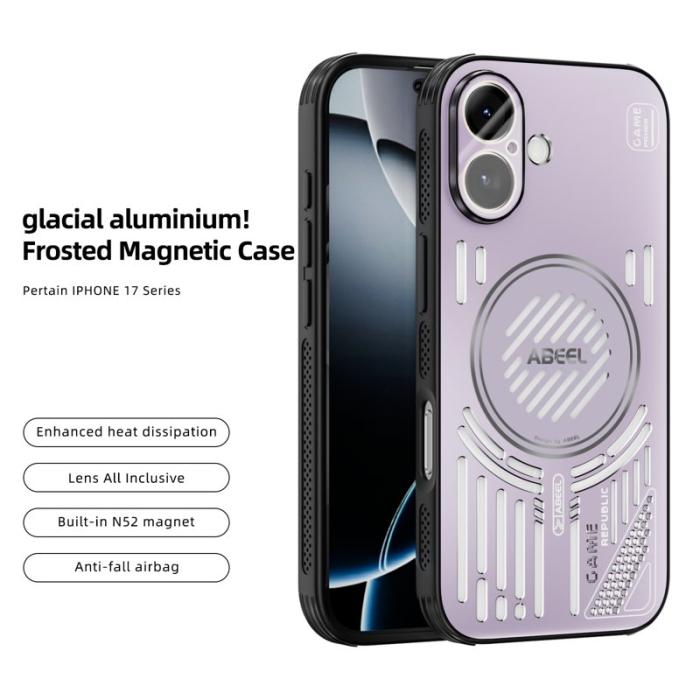 ABEEL - ABEEL iPhone 17 Skal Aluminium + PC + TPU Hål Kylning - Rosa Lila