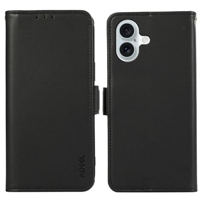 ABEEL - ABEEL iPhone 17 Skal Läder Fodral med RFID Blockering - Svart