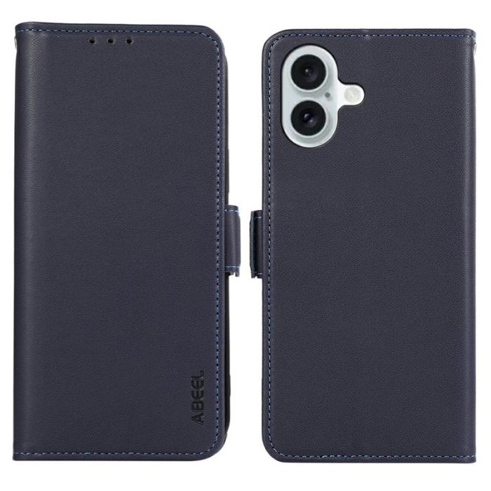 ABEEL - ABEEL iPhone 17 Skal Läder Fodral med RFID Skydd - Blå