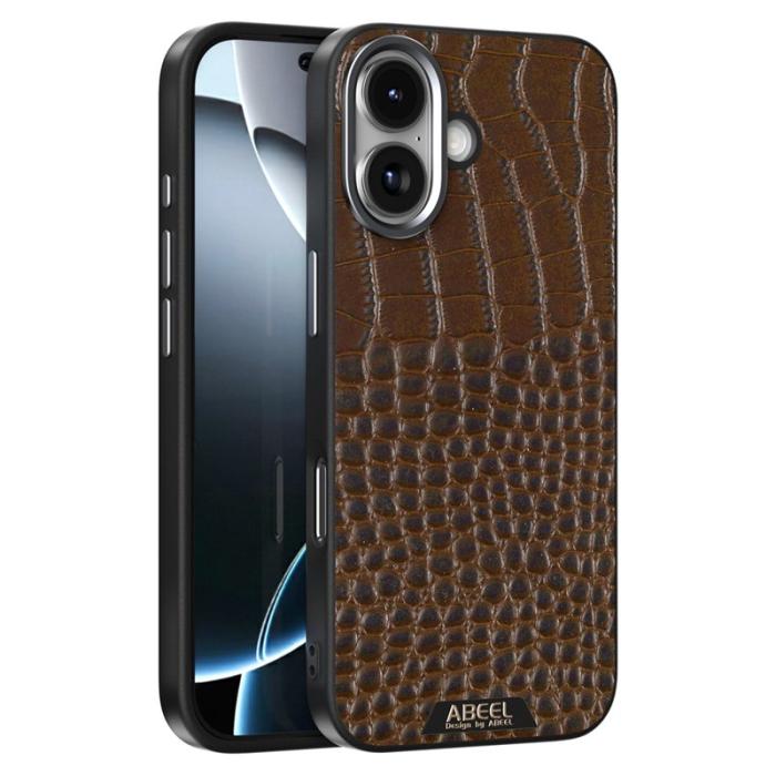 ABEEL - ABEEL iPhone 17 Skal MagSafe Kompatibel Krokodil Textur Kaffe