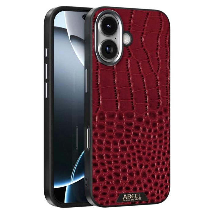 ABEEL - ABEEL iPhone 17 Skal MagSafe Kompatibel Krokodil Textur Röd