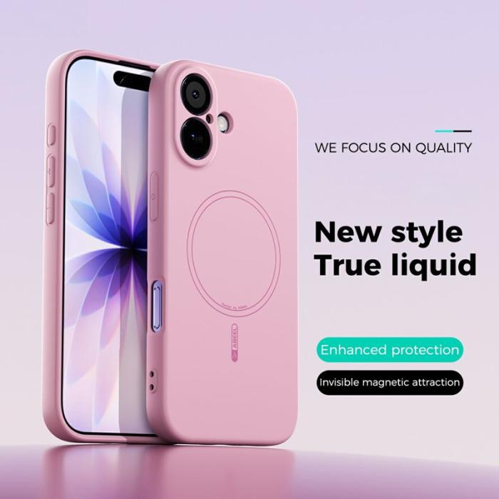 ABEEL - ABEEL iPhone 17 Skal MagSafe Kompatibel Liquid Silicone - Rosa