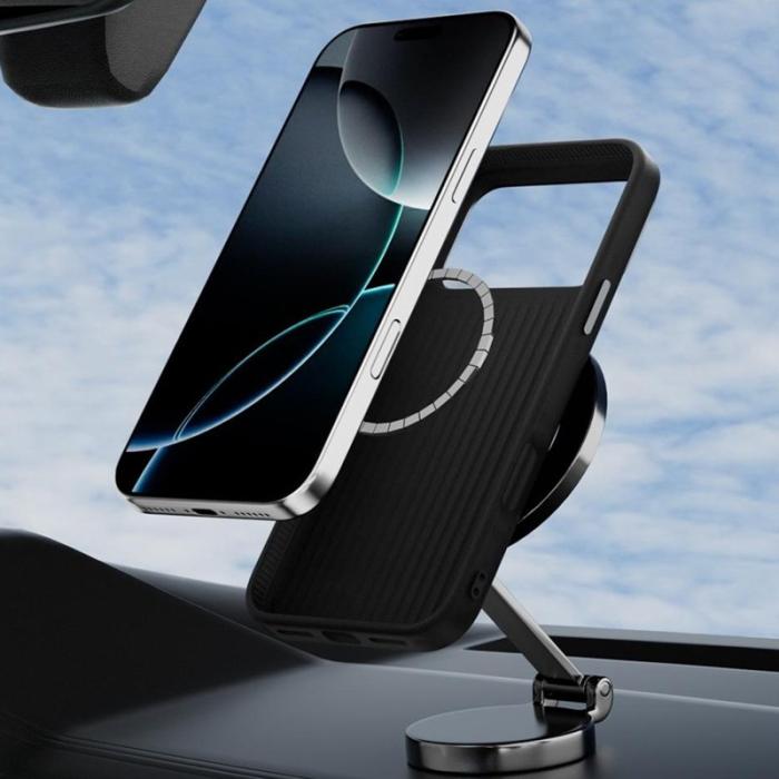 ABEEL - ABEEL iPhone 17 Skal MagSafe Kompatibel PC TPU Läder Svart