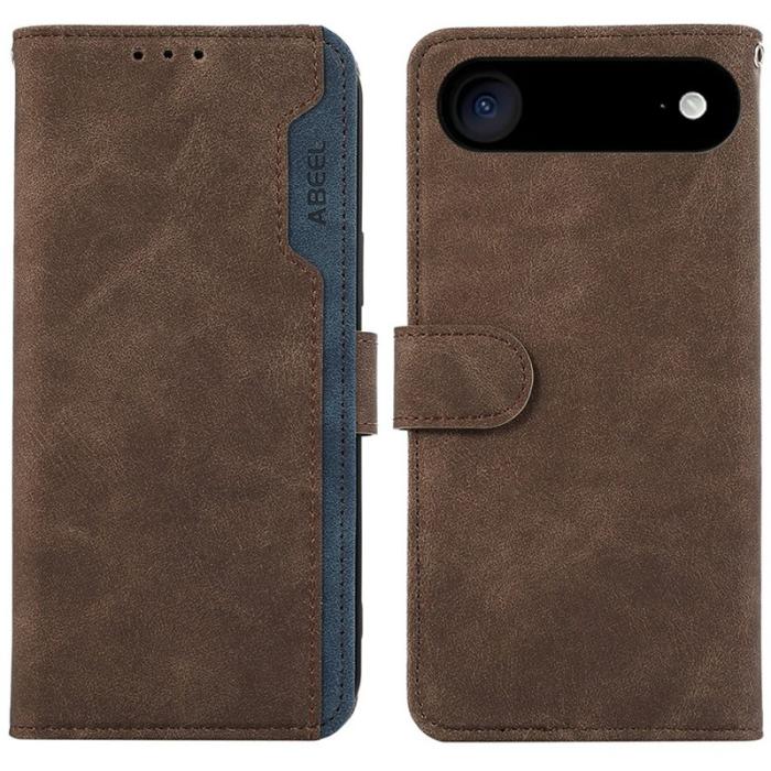 ABEEL - ABEEL iPhone Air Fodral Splicing Läder Flip RFID Skydd - Brun