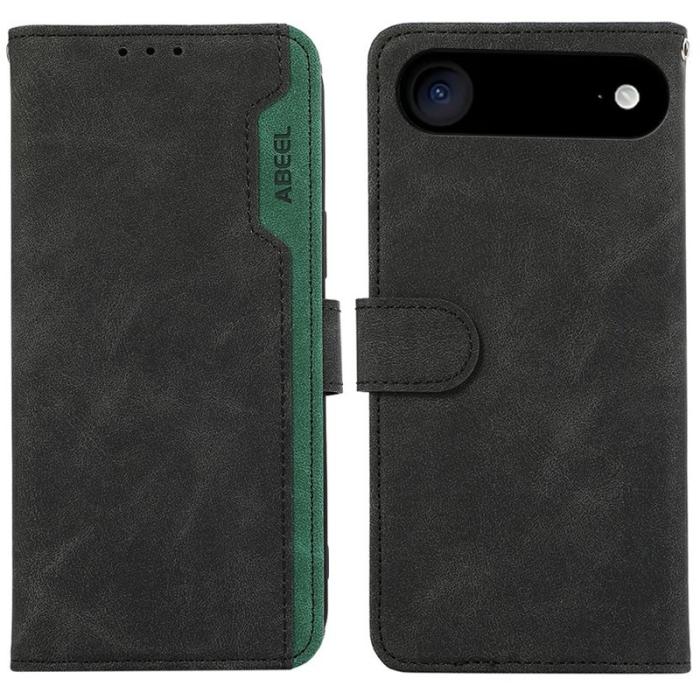 ABEEL - ABEEL iPhone Air Fodral Splicing Läder Flip Svart RFID Blocking