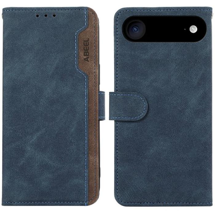 ABEEL - ABEEL iPhone Air Skal Splicing Läder Flip Fodral RFID Blå