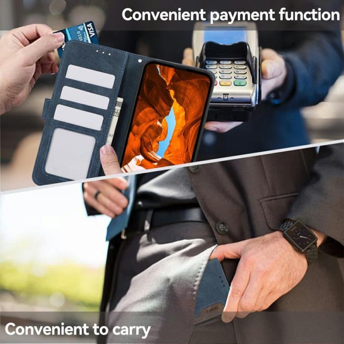 ABEEL - ABEEL iPhone Air Skal Splicing Läder Flip Fodral RFID Blå