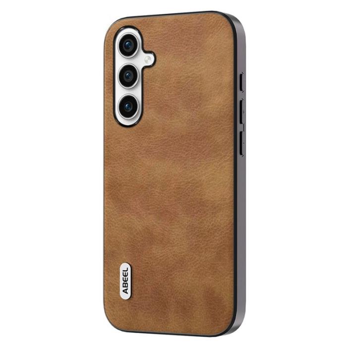 ABEEL - ABEEL Leather Coated TPU+PC Skal för Samsung Galaxy A34 5G - Brun
