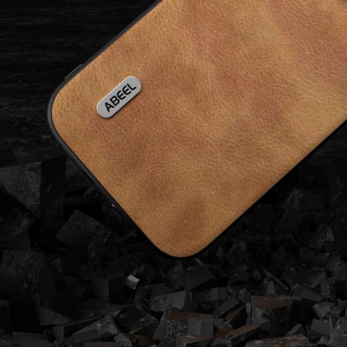 ABEEL - ABEEL Leather Coated TPU+PC Skal för Samsung Galaxy A34 5G - Brun