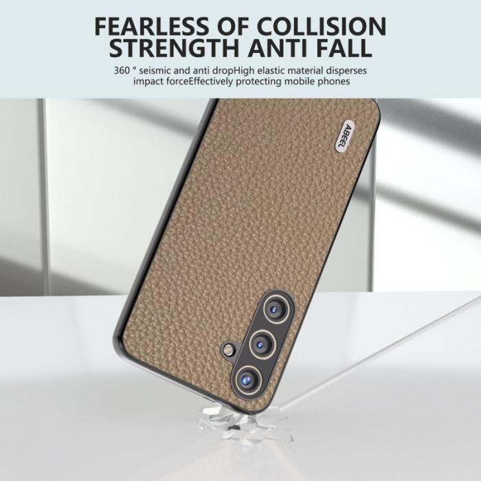 ABEEL - ABEEL Litchi Texture Cover Samsung Galaxy S24+ Fodral Khaki