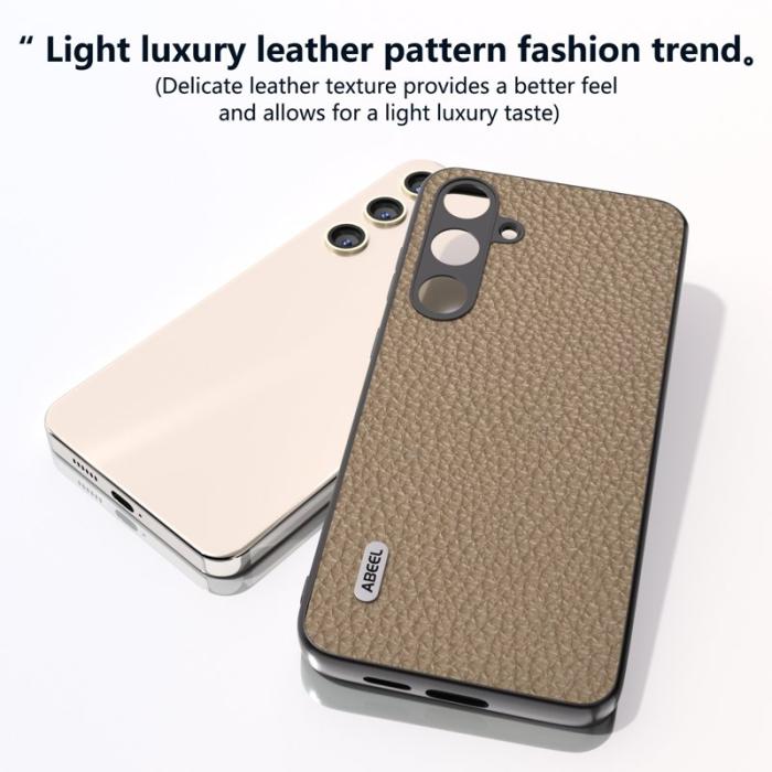 ABEEL - ABEEL Litchi Texture Cover Samsung Galaxy S24+ Fodral Khaki