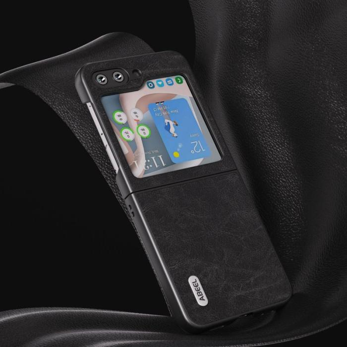ABEEL - ABEEL Litchi Texture Skal för Samsung Galaxy Z Flip5 5G - Svart