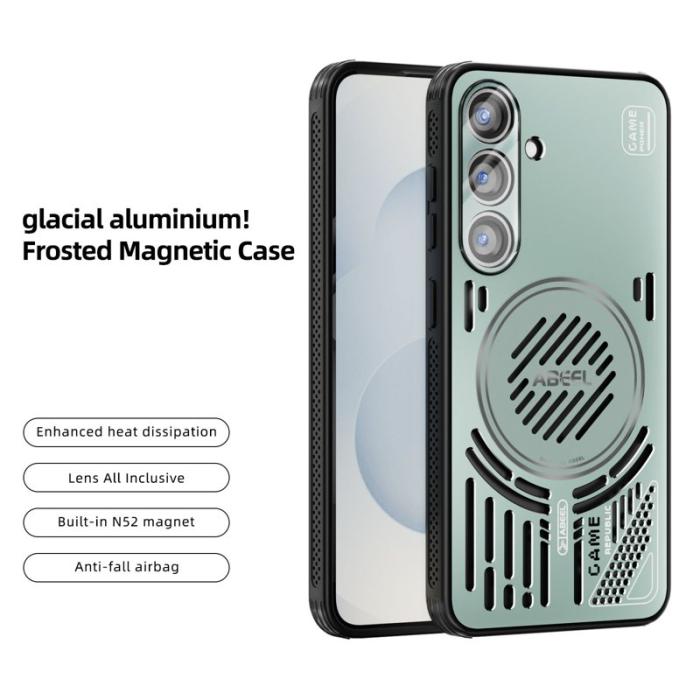 ABEEL - ABEEL Magnetic Case för Samsung Galaxy S25 Aluminium + TPU - Ljusgrön