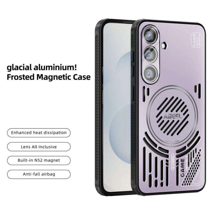 ABEEL - ABEEL Magnetic Case för Samsung Galaxy S25 Aluminium + TPU - Rosa Lila