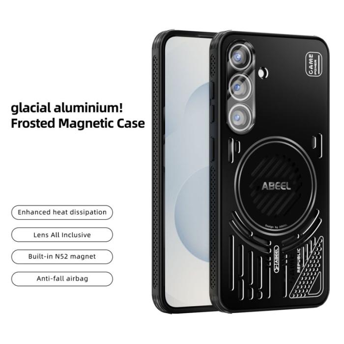 ABEEL - ABEEL Magnetic Case för Samsung Galaxy S25 Aluminium + TPU - Svart