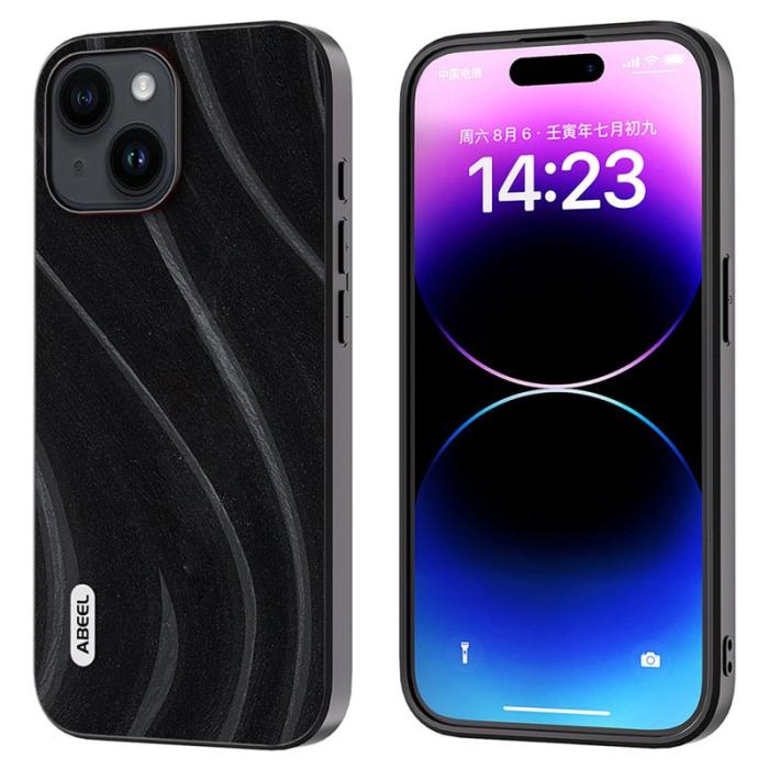 ABEEL - ABEEL Milky Way Mobilskal till iPhone 15 Plus PU Läder Svart