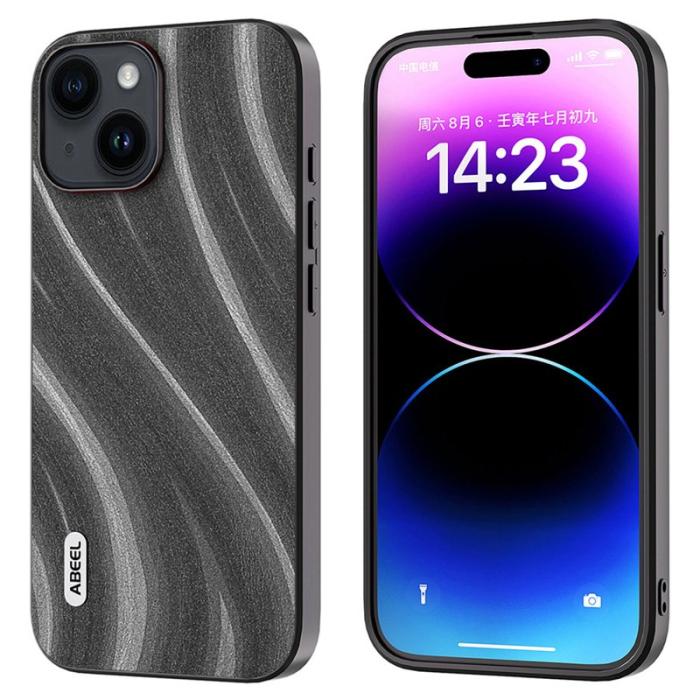 ABEEL - ABEEL Milky Way iPhone 15 Skal PU Läder Grå