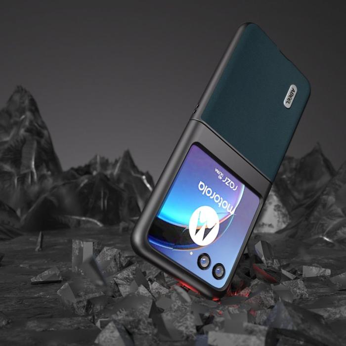 ABEEL - ABEEL Motorola Razr 40 Ultra 5G Skal Äkta Läder Grön