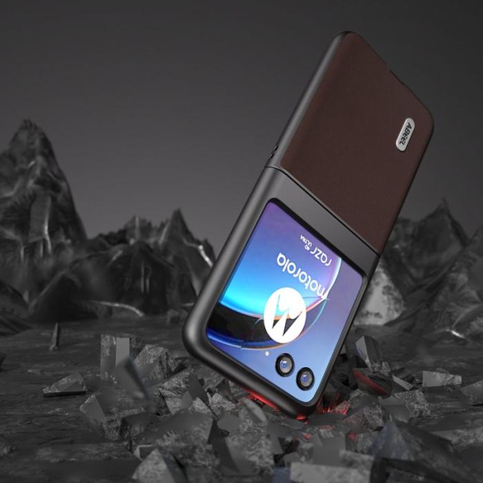 ABEEL - ABEEL Motorola Razr 40 Ultra 5G Skal Äkta Läder - Kaffe