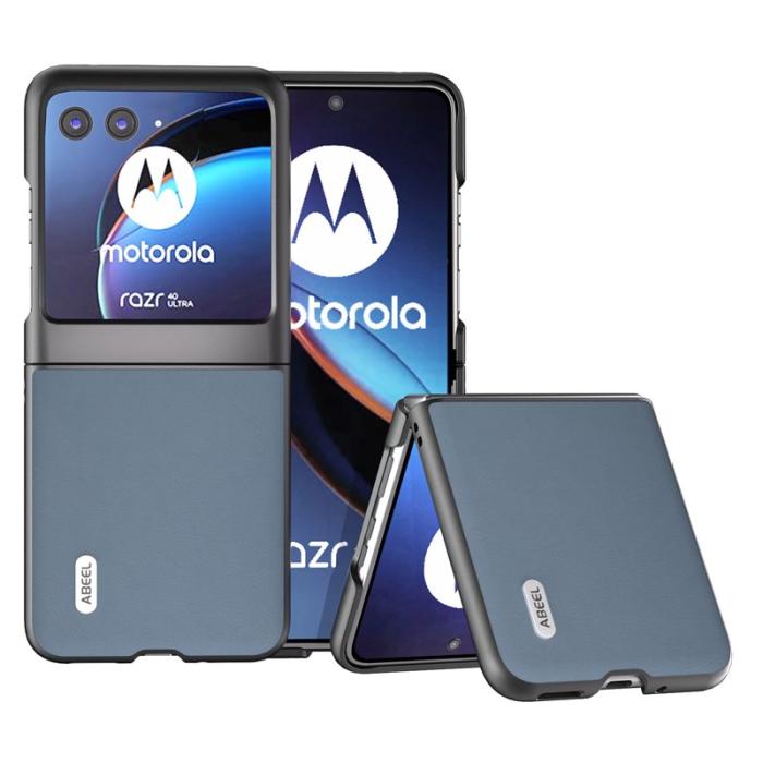 ABEEL - ABEEL Motorola Razr 40 Ultra 5G Skal Haze Textured PU Läder Blå