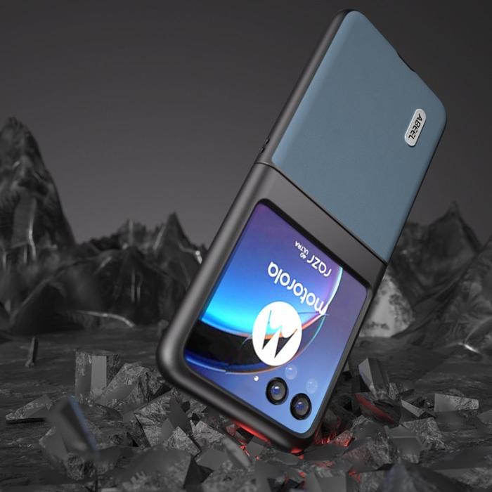 ABEEL - ABEEL Motorola Razr 40 Ultra 5G Skal Haze Textured PU Läder Blå