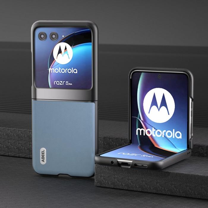 ABEEL - ABEEL Motorola Razr 40 Ultra 5G Skal Haze Textured PU Läder Blå