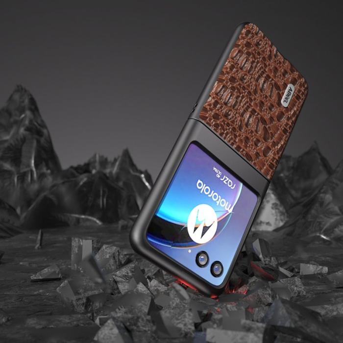 ABEEL - ABEEL Motorola Razr 40 Ultra 5G Skal i äkta läder - Brun