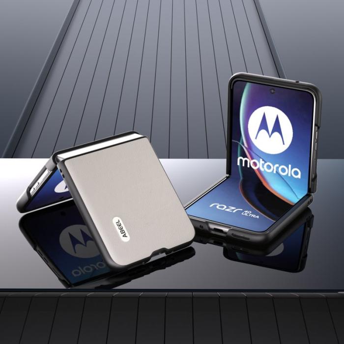 ABEEL - ABEEL Motorola Razr 40 Ultra 5G Skal i äkta läder - Grå