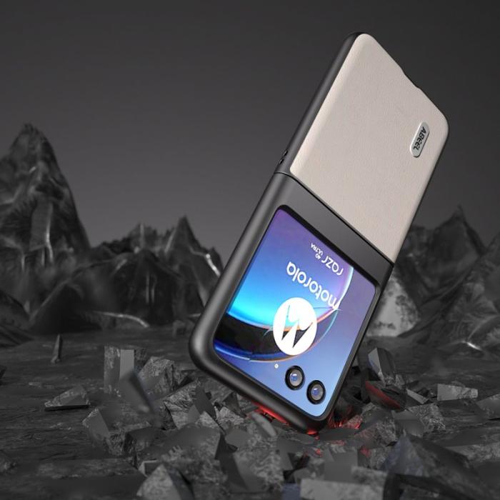 ABEEL - ABEEL Motorola Razr 40 Ultra 5G Skal i äkta läder - Grå