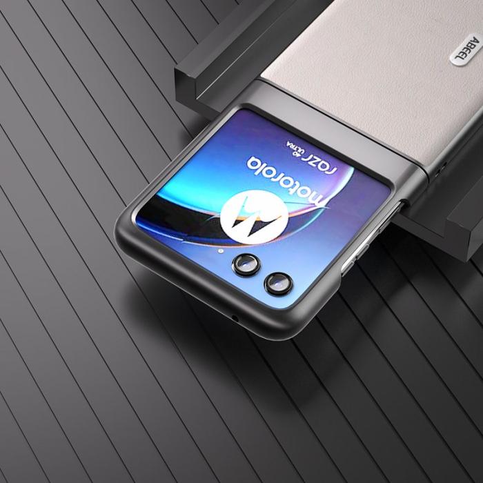 ABEEL - ABEEL Motorola Razr 40 Ultra 5G Skal i äkta läder - Grå