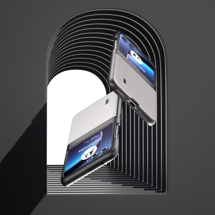 ABEEL - ABEEL Motorola Razr 40 Ultra 5G Skal i äkta läder - Grå