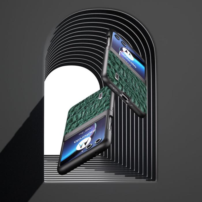 ABEEL - ABEEL Motorola Razr 40 Ultra 5G Skal i Äkta Läder - Grön