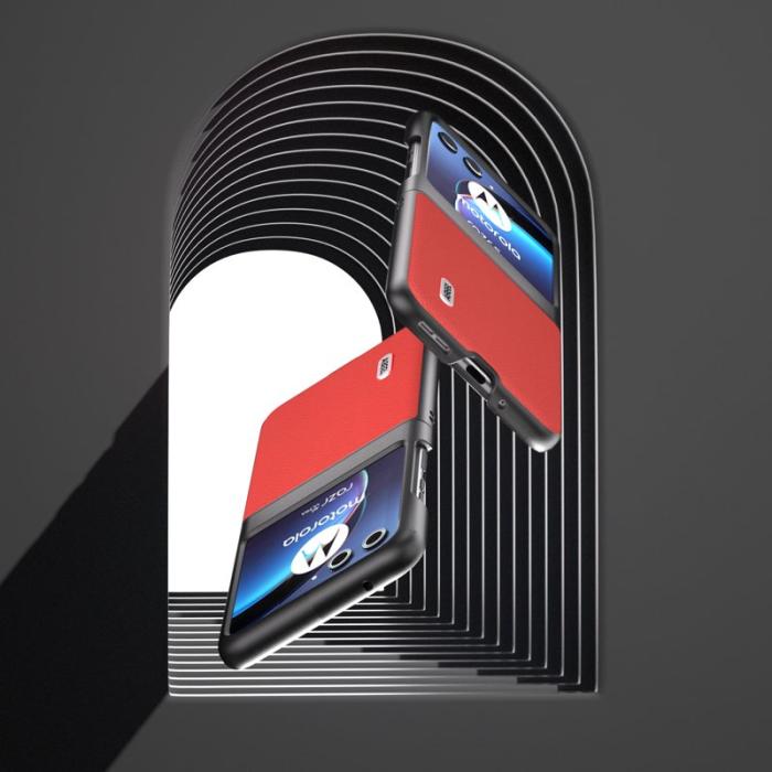 ABEEL - ABEEL Motorola Razr 40 Ultra 5G Skal i Äkta Läder Röd