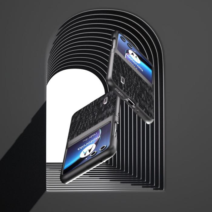ABEEL - ABEEL Motorola Razr 40 Ultra 5G Skal i äkta läder - Svart