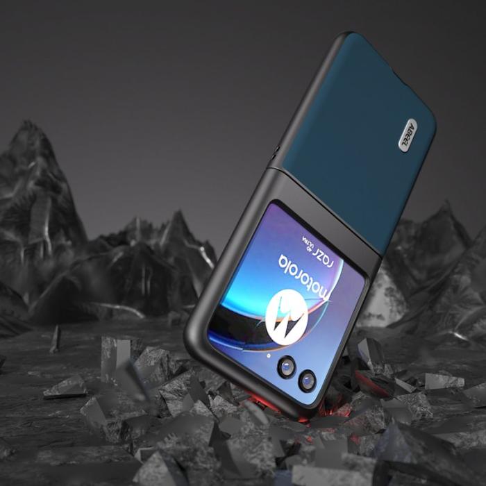 ABEEL - ABEEL Motorola Razr 40 Ultra 5G Skal i Blått Läder Coating