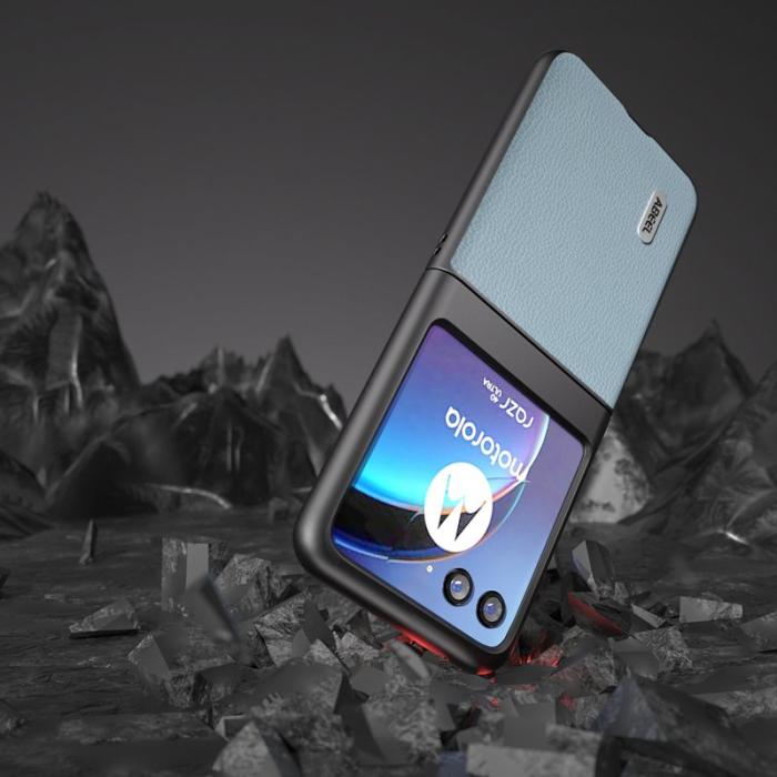 ABEEL - ABEEL Motorola Razr 40 Ultra 5G Skal i Läder - Baby Blue