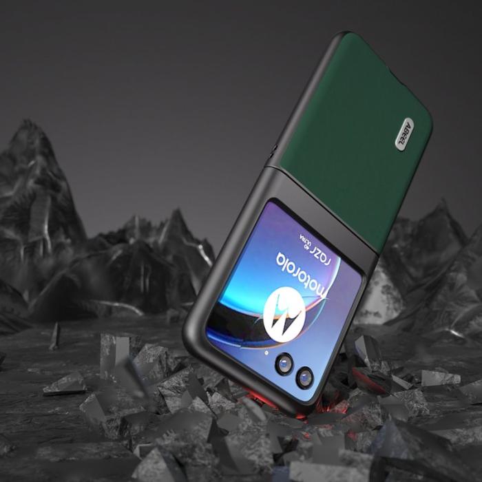 ABEEL - ABEEL Motorola Razr 40 Ultra 5G Skal i Läder - Grön