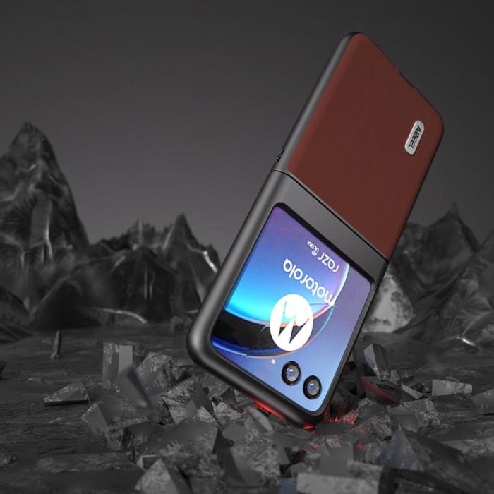 ABEEL - ABEEL Motorola Razr 40 Ultra 5G Skal i Läder - Kaffe